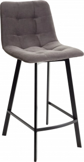 Полубарный стул Chilli-QB Square, графит #14, велюр, черный каркас (H=66cm)