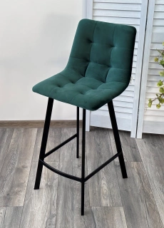 Полубарный стул Chilli-QB Square, зеленый #19, велюр, черный каркас (H=66cm)