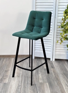 Полубарный стул Chilli-QB Square, зеленый #19, велюр, черный каркас (H=66cm)