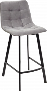 Полубарный стул Chilli-QB Square, светло-серый #26, велюр, черный каркас (H=66cm)