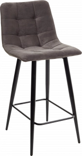 Полубарный стул Chilli-QB графит #14, велюр, черный каркас (H=66cm)