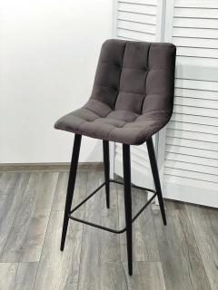 Полубарный стул Chilli-QB графит #14, велюр, черный каркас (H=66cm)