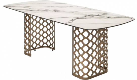 Кухонный стол Chiavari 220, Kl-188 Контрастный мрамор матовый, итальянская керамика, каркас шампань