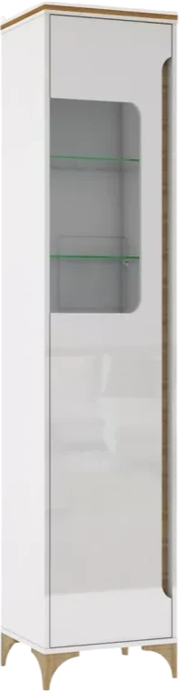 Шкаф Хлоя, со стеклом, Белый / Дуб небраска
