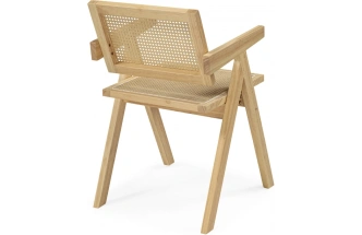 Деревянный стул Rattan, с подлокотниками, дерево / искусственный ротанг