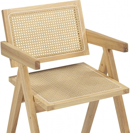 Деревянный стул Rattan, с подлокотниками, дерево / искусственный ротанг