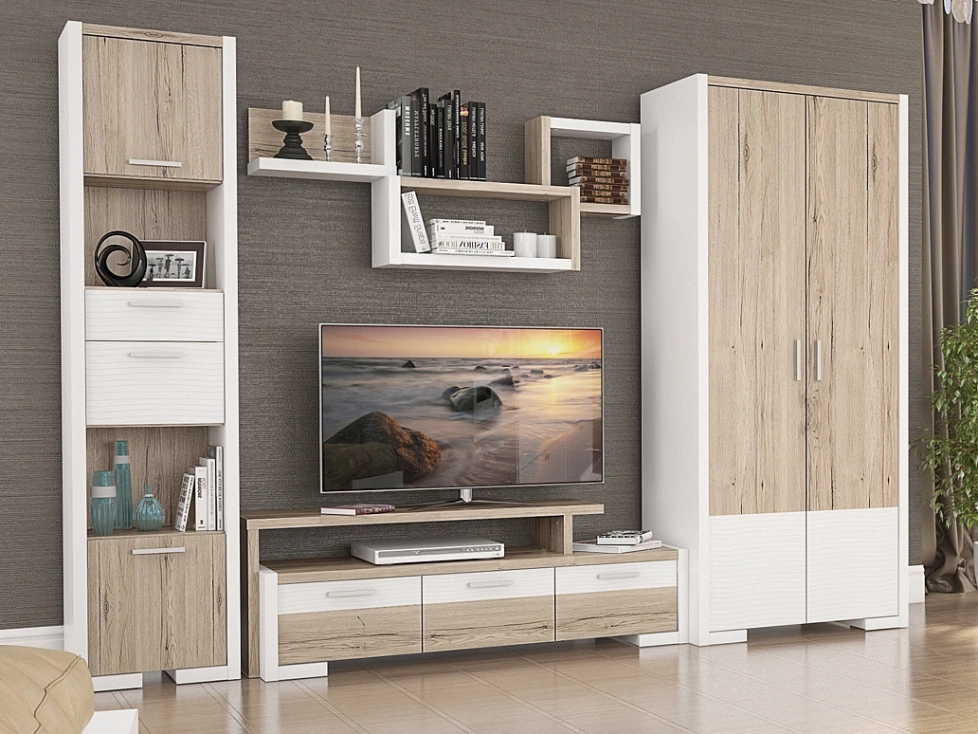 Модульная гостиная Венето 5, дуб санремо / белый