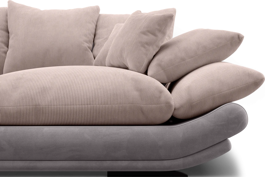 Диван прямой Авиньон, модель 001, Vertical 930 (бежевый) / Velutto 08 (серый)