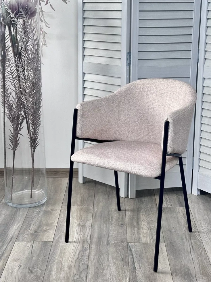 Стул Дилл, мягкий, Lana 13 бежевый, ткань, черный каркас