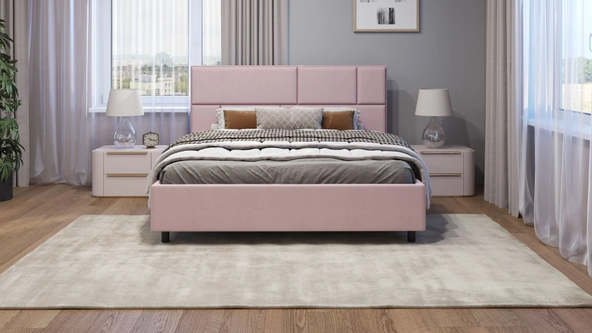 Кровать Невада 3, мягкая, полутораспальная, 140x200, Fresh Deep Lavender