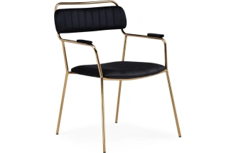Стул с подлокотниками Aspen, черный / золотой 