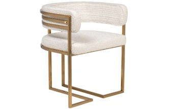 Стул GY-08504, мягкий, букле, бежевый / матовое золото