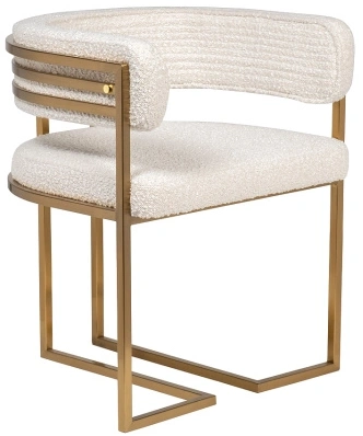  Стул GY-08504, мягкий, букле, бежевый / матовое золото