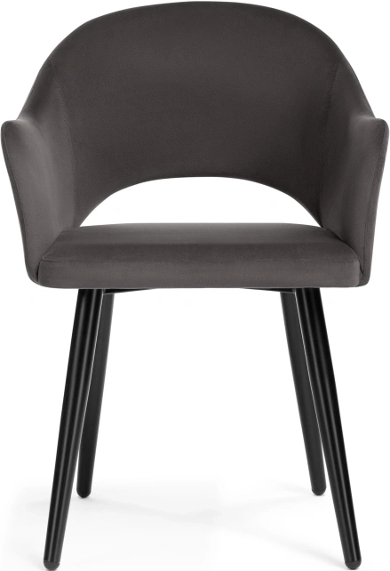 Стул-кресло Апри, микровелюр графитовый / черный глянец