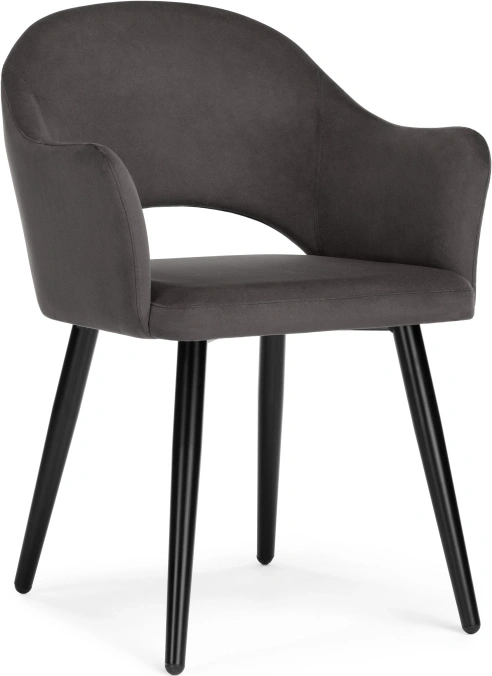 Стул-кресло Апри, микровелюр графитовый / черный глянец