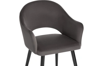 Стул-кресло Апри, микровелюр графитовый / черный глянец