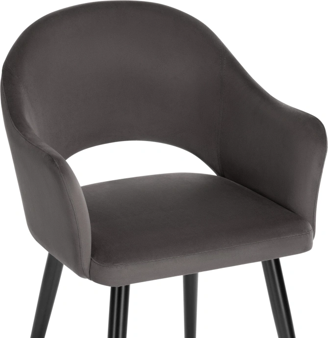 Стул-кресло Апри, микровелюр графитовый / черный глянец