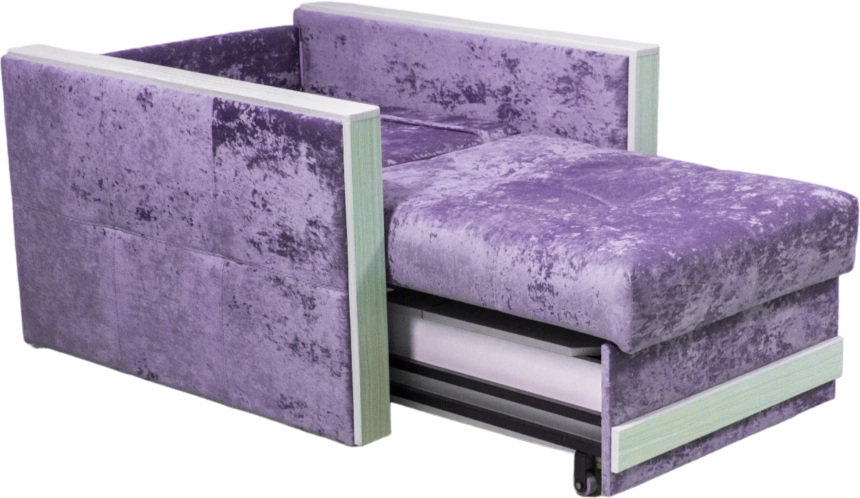 Кресло-кровать Адель 2, Plush purple velvet, Рамух белый 