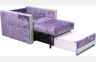 Кресло-кровать Адель 2, Plush purple velvet, Рамух белый 