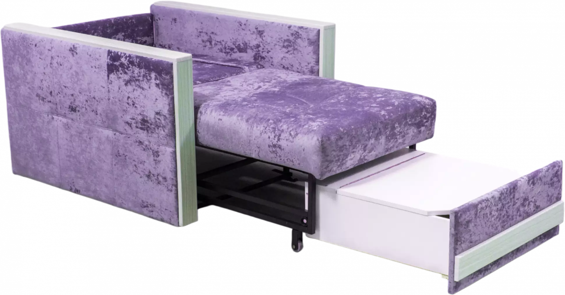Кресло-кровать Адель 2, Plush purple velvet, Рамух белый 