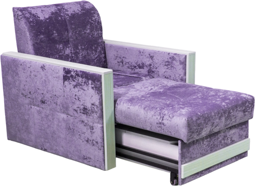 Кресло-кровать Адель 2, Plush purple velvet, Рамух белый 