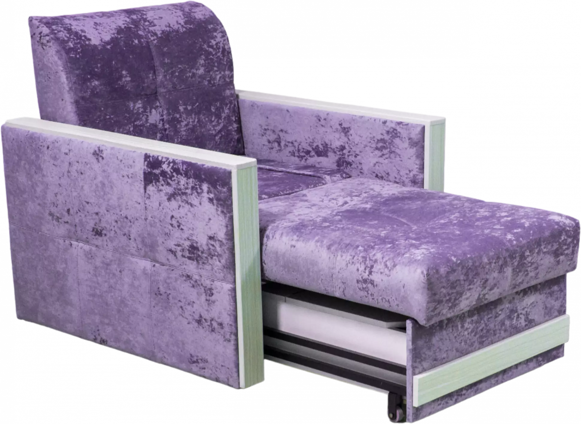 Кресло-кровать Адель 2, Plush purple velvet, Рамух белый 