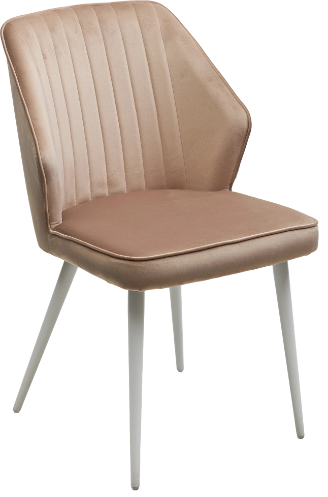Стул Seattle-V, мягкий, бежевый #5, велюр, белый каркас