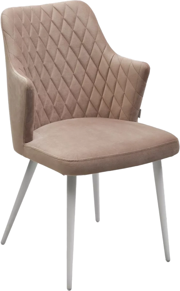 Стул Herman, мягкий, бежевый #5, велюр, белый каркас