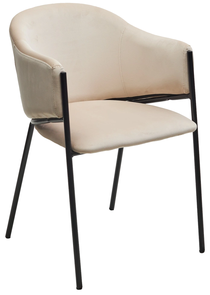 Стул Дилл, мягкий, H-06 бежевый, велюр, черный каркас 
