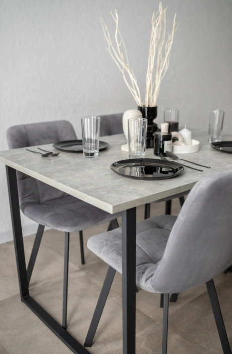 Деревянный стол Лиман, 117 х 77, бетон светлый / черный матовый