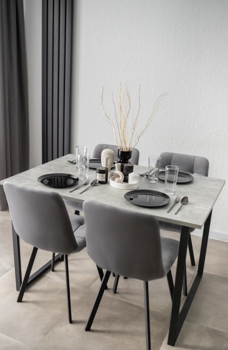 Деревянный стол Лиман, 117 х 77, бетон светлый / черный матовый