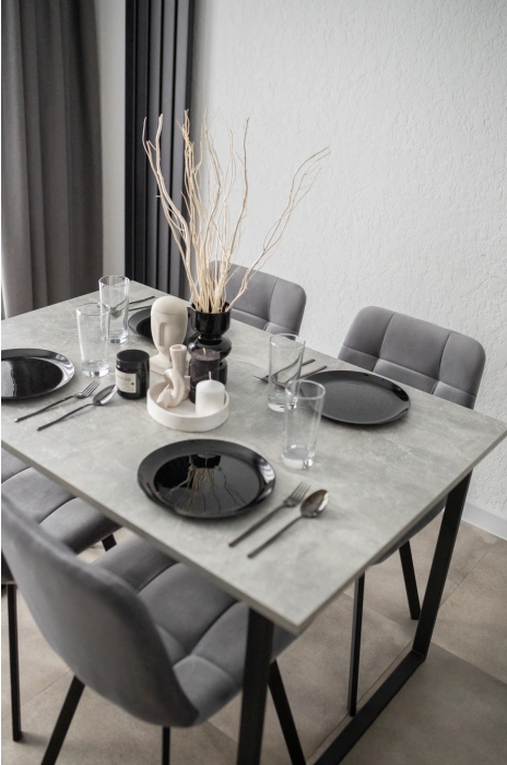 Деревянный стол Лиман, 117 х 77, бетон светлый / черный матовый