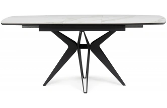 Обеденный раздвижной стол Риполь, 140(180)х80х75, керамика, белый мрамор / черный