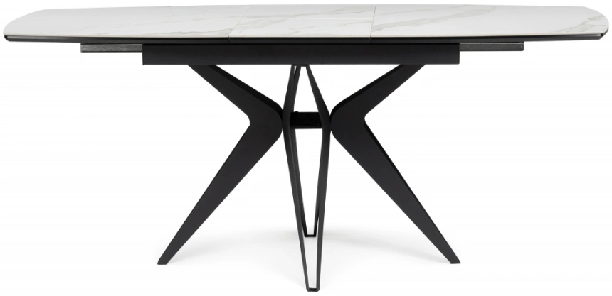 Обеденный раздвижной стол Риполь, 140(180)х80х75, керамика, белый мрамор / черный