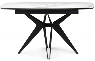 Обеденный раздвижной стол Риполь, 140(180)х80х75, керамика, белый мрамор / черный