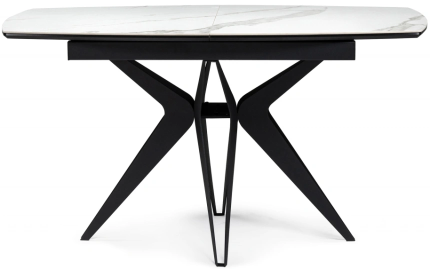 Обеденный раздвижной стол Риполь, 140(180)х80х75, керамика, белый мрамор / черный