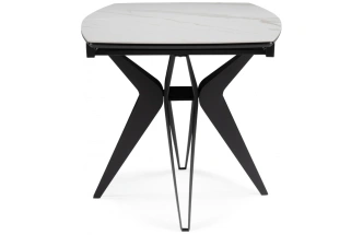 Обеденный раздвижной стол Риполь, 140(180)х80х75, керамика, белый мрамор / черный