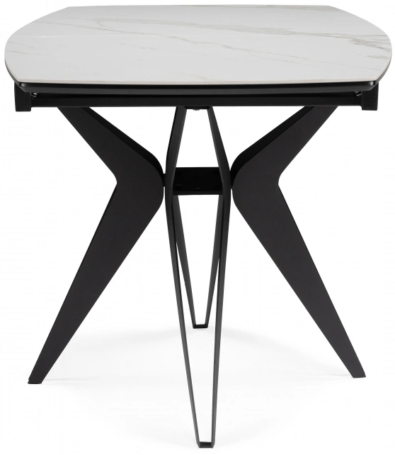 Обеденный раздвижной стол Риполь, 140(180)х80х75, керамика, белый мрамор / черный