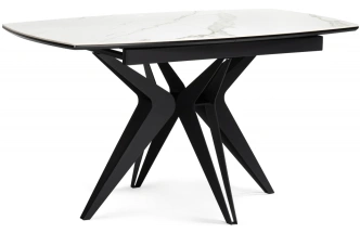 Обеденный раздвижной стол Риполь, 140(180)х80х75, керамика, белый мрамор / черный