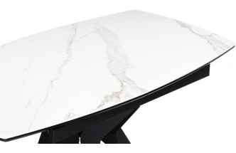Обеденный раздвижной стол Риполь, 140(180)х80х75, керамика, белый мрамор / черный