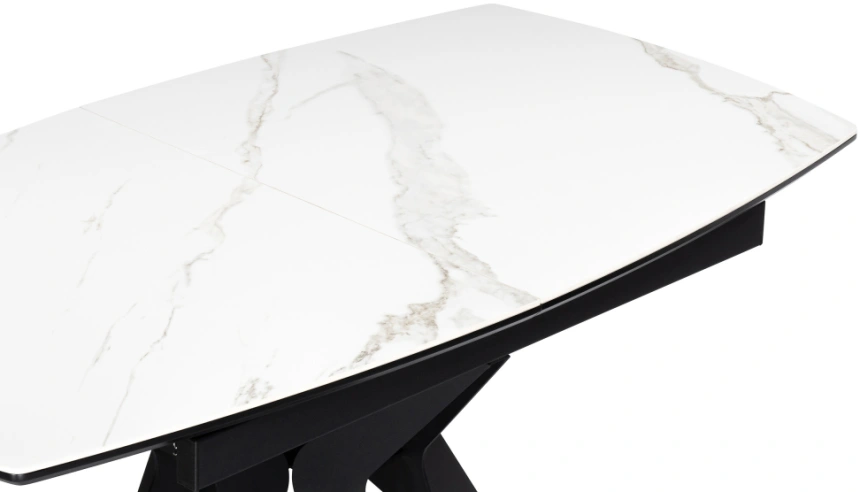 Обеденный раздвижной стол Риполь, 140(180)х80х75, керамика, белый мрамор / черный