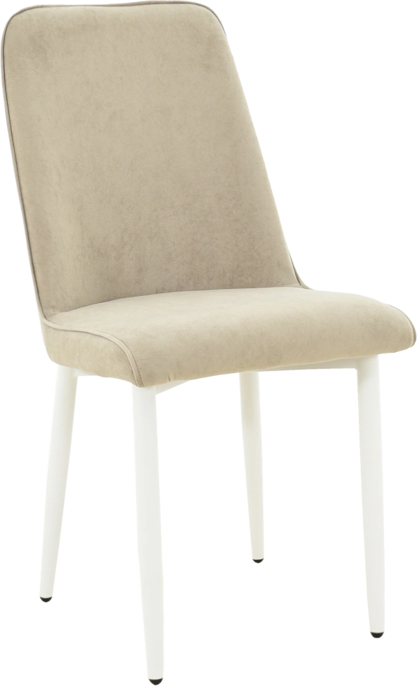 Стул Дейзи, мягкий, монолит бежевый, велюр, каркас белый