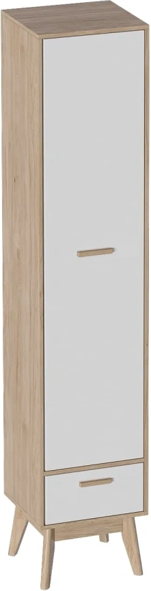 Шкаф однодверный Калгари, распашной, дуб светлый / белый матовый