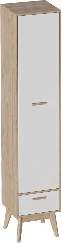 Шкаф однодверный Калгари, распашной, дуб светлый / белый матовый