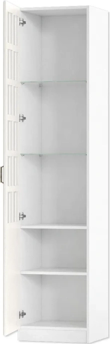 Витрина со стеклом Ливерпуль, белый / ясень ваниль