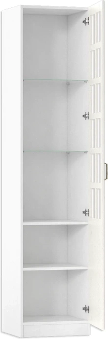 Витрина со стеклом Ливерпуль, белый / ясень ваниль