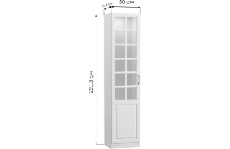 Витрина со стеклом Ливерпуль, белый / ясень ваниль