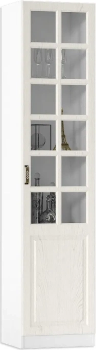 Витрина со стеклом Ливерпуль, белый / ясень ваниль