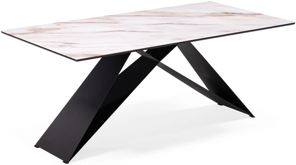 Обеденный стол Ноттингем, 180х90х74, стекло, оптивайт / черный