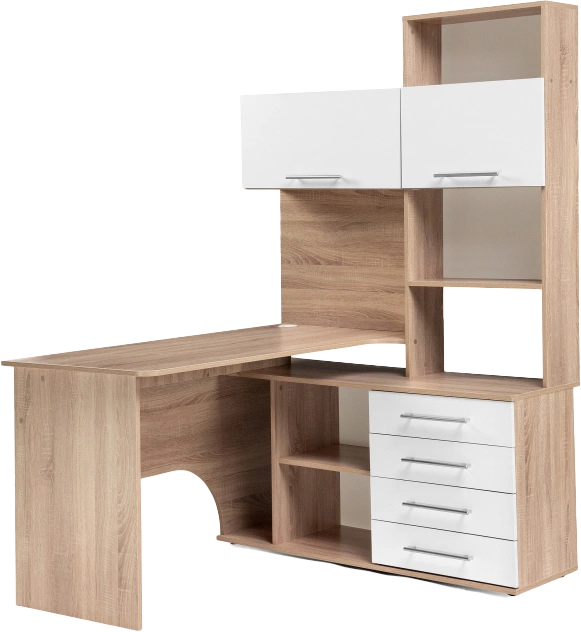 Стол компьютерный правый КСТ-14П, дуб сонома / белый